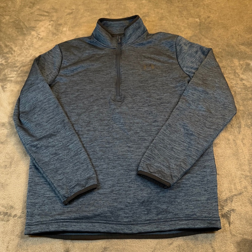 Under Armour Armour Fleece 1/4 Zip Pullover Mens Small Blue Space Dye Loose